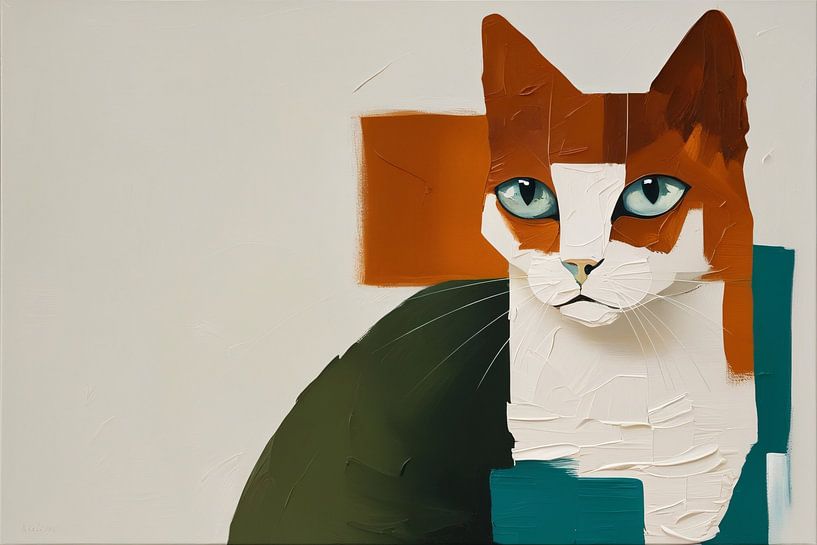 Abstract colourful cat painting by Art & Soul Creations