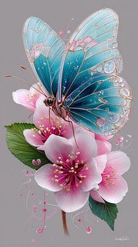vlinder op bloem van Gelissen Artworks