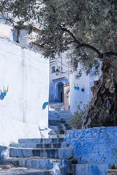 Doorkijkje in Chefchaouen, Marokko van Johan van Veelen
