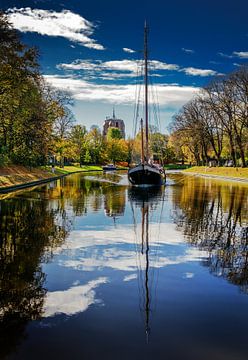 Leeuwarden city canal and Oldehove by Harrie Muis