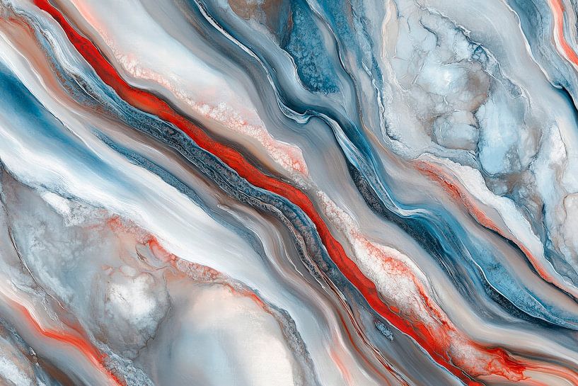 Abstrakte Farbenmischung – Marbled Design von Poster Art Shop