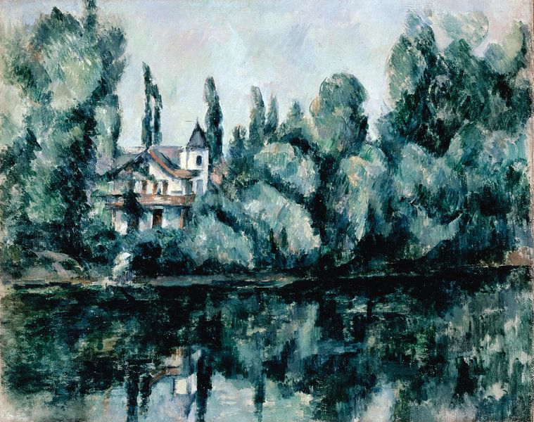 De oevers van de Marne (Villa aan de oever van een rivier), Paul Cèzanne van The Masters