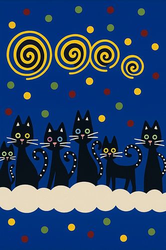 Chats noirs dans les nuages sur Iris Boersma