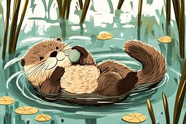 Niedlicher Otter im Wasser von Imperial Art House