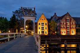 Het Pelserbrugje in Zwolle bij avond van Paula Ketz