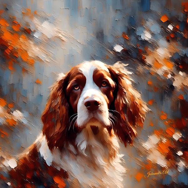 Whimsical Welsh Springer Spaniel Art - Johanna's Art by Johannas Art Creations