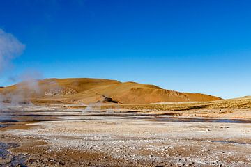 Landschap met geisers van El Tatio in het Andes gebergte, Chili, Zuid-Amerika van WorldWidePhotoWeb