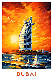 Burj Al Arab bei Sonnenuntergang | Reisekunst aus Dubai von Minimal Blue