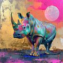 Neon Neushoorn van Kunst Kriebels thumbnail