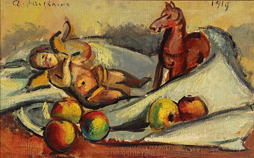 Anton Faistauer, stilleven met appels, putto en paard, 1919