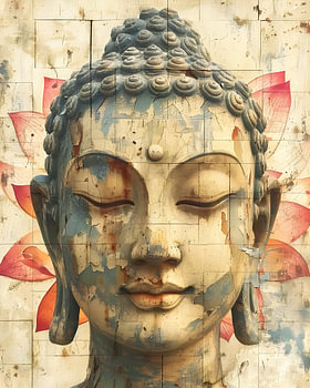 Antiker Buddha mit Lotus