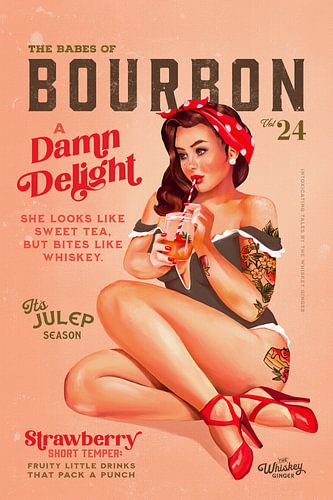 Bourbon Babes Vol 22 Vintage Pinup Meisje Drinkt Cocktail
