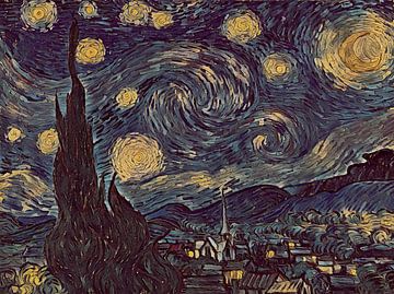 Duistere Sterrenacht van Van Gogh van Classics Remastered.nl