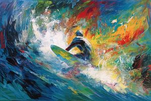 Surfer riding the waves van Bert Nijholt