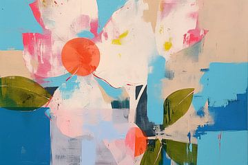 Abstract minimal Bloemen schilderij van Abstract Schilderij