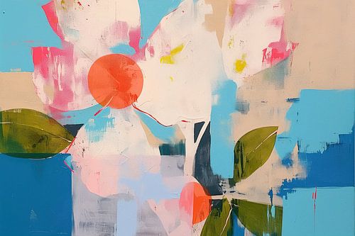 Abstract minimal Bloemen schilderij van Abstract Schilderij