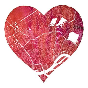 Rotterdam Nord | Un plan de la ville dans un cœur sur WereldkaartenShop