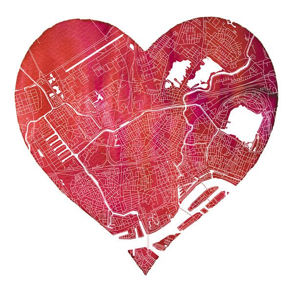Rotterdam Noord | Stadskaart in een hart van Wereldkaarten.Shop
