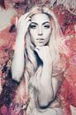 Lady Gaga Naakt Modern Abstract Portret in Vintage Rood van Art By Dominic thumbnail