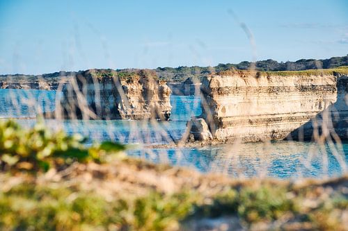 Cliffs and rocks in the azure sea