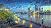 Malen der Londoner Skyline im Stil von Van Gogh Starry Night von Slimme Kunst.nl Miniaturansicht