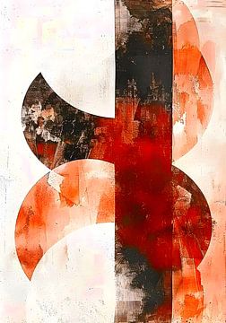Abstract duotone patroon in aardkleuren, herfst, geometrie van Jan Bechtum