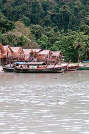 Fishing boats at the island Surin In Thailand by Lindy Schenk-Smit