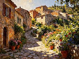 Romantisches Dorf – Der blumengeschmückte Dorfweg von Johannas Art Creations
