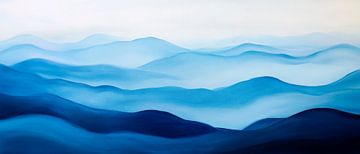 Blauwe golflandschap - Zachte tonen van Poster Art Shop
