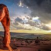 Zonsondergang Arches National Park, Utah USA. Delicate Arch van Alexander Mol