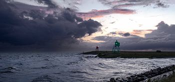 Dramatic Port Lights of Stavoren: Stormy IJsselmeer at Sunset