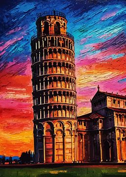 Der schiefe Turm von Pisa bei Sonnenuntergang von MIROKKU