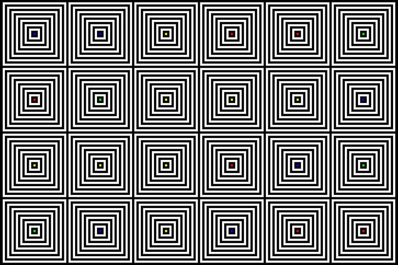 Emboîté | Centre | 06x04 | N=08 | Aléatoire #01 | RGBY par Gerhard Haberern