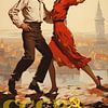 jeune couple dansant le tango -communisme soviétique sur un panneau publicitaire -publicité de style vintage sur Animaflora PicsStock