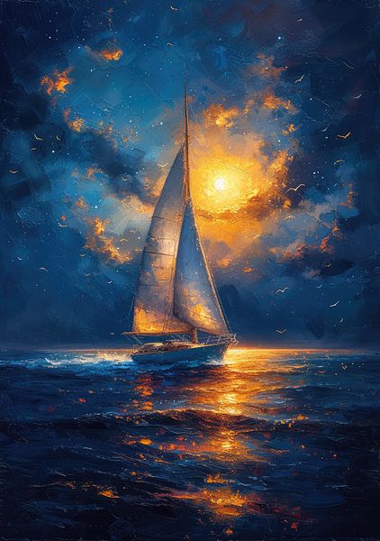 Segelboot Meer Maritim Mond Schiffahrt von Niklas Maximilian