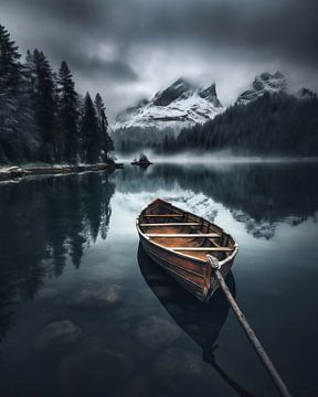 Boot in het bergmeer van fernlichtsicht