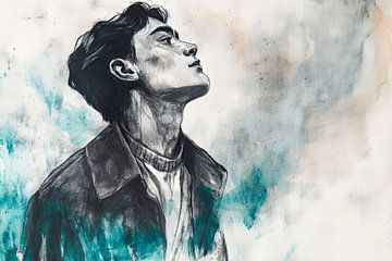 Doordacht portret in zachte tinten van Poster Art Shop