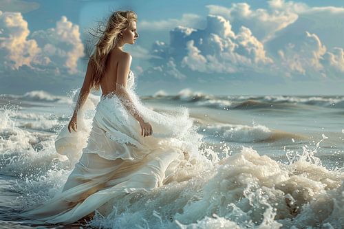 bruid in de branding