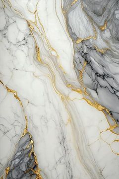 Marble Texture | White grey gold black by Digitale Schilderijen