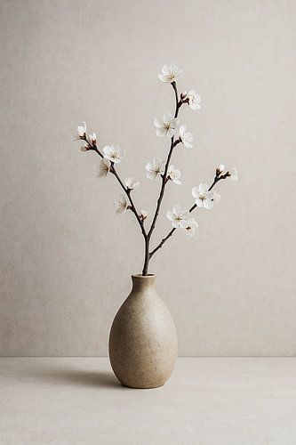Weißer Blütenzweig in Vase
