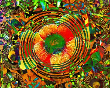 Oranje Bloemen Abstract van Dorothy Berry-Lound
