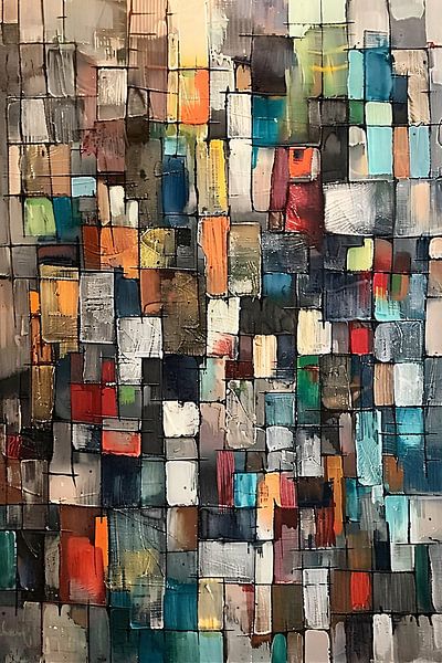 Colourful abstract artwork with geometric shapes by Art & Soul Creations