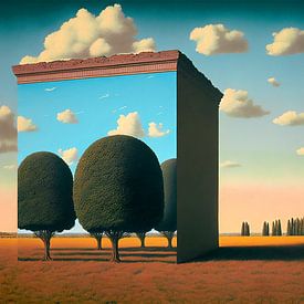 A surreal summer evening in the fields with trees and clouds by Roger VDB