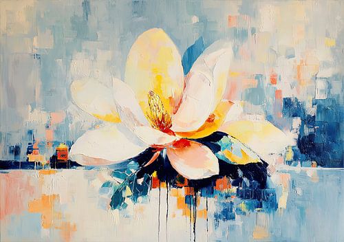 Stralende magnolia in blauw en geel