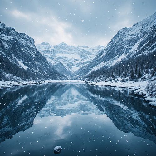 Winterwunderland – Spiegelung im Alpensee von Artistic