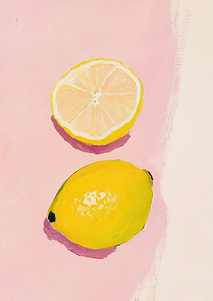 Lemon Fruit Painting Preppy Pink Dopamine by Niklas Maximilian