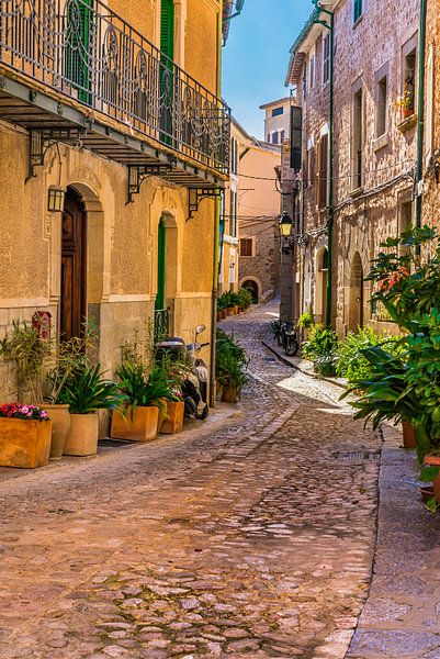 View of an idyllic street at the mediterranean village of Fornalutx by Alex Winter