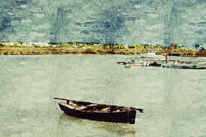 Schaluppe vor der Küste von Fuseta (Algarve, Portugal) (Kunst)
