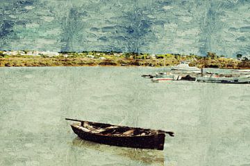Sloop au large de Fuseta (Algarve, Portugal) (art) sur Art by Jeronimo