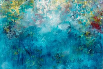 Abstrakte Malerei, blau, grün, weiß und rot